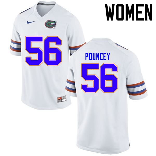 NCAA Florida Gators Maurkice Pouncey Women's #56 Nike White Stitched Authentic College Football Jersey XAH5864UF